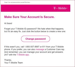 T-Mobile Change Password Email