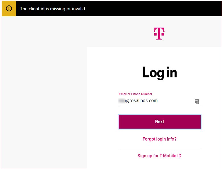 T-Mobile Doesn't Recognize my Client ID